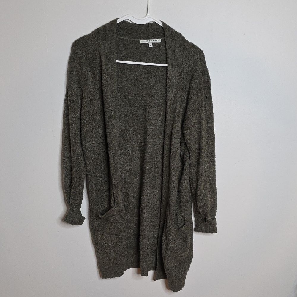 Search for Sanity  Dark Olive Green Open Front Cardigan Sz Med - BAREFOOT DREAMS